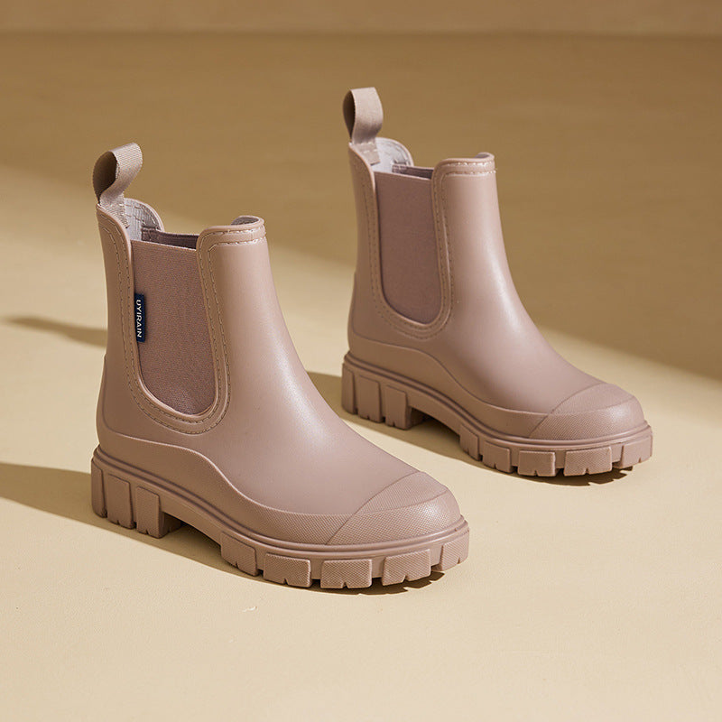 Regenlaarzen voor de herfst – halfhoge waterdichte rubberlaarzen met antislipzool voor dames