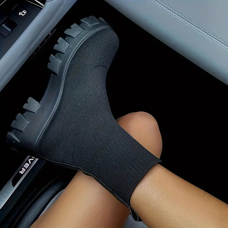 GS Knit Boot | Comfortabele geweven laars met dikke zool voor dames