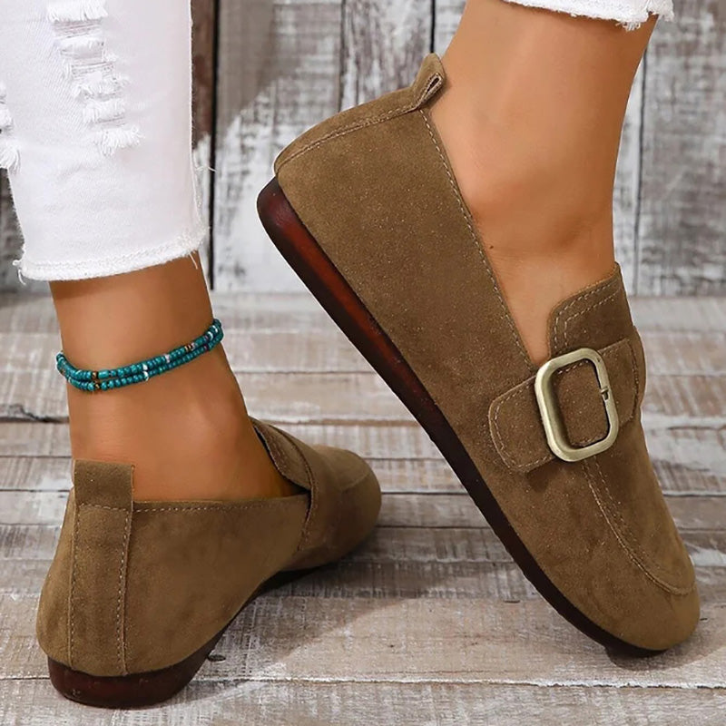 GS Slip-On Low | Comfortabele lage platte slip-on schoenen met gesp voor dames
