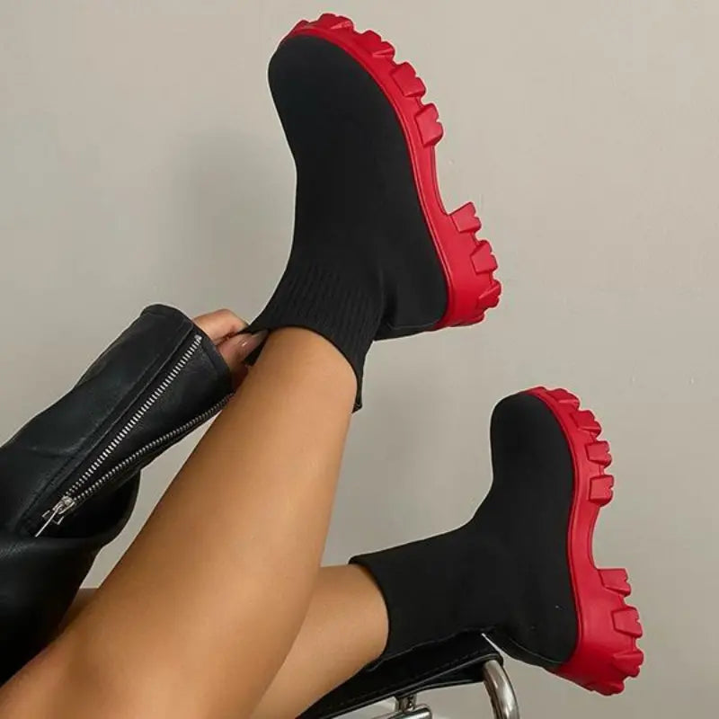 GS Knit Boot | Comfortabele geweven laars met dikke zool voor dames