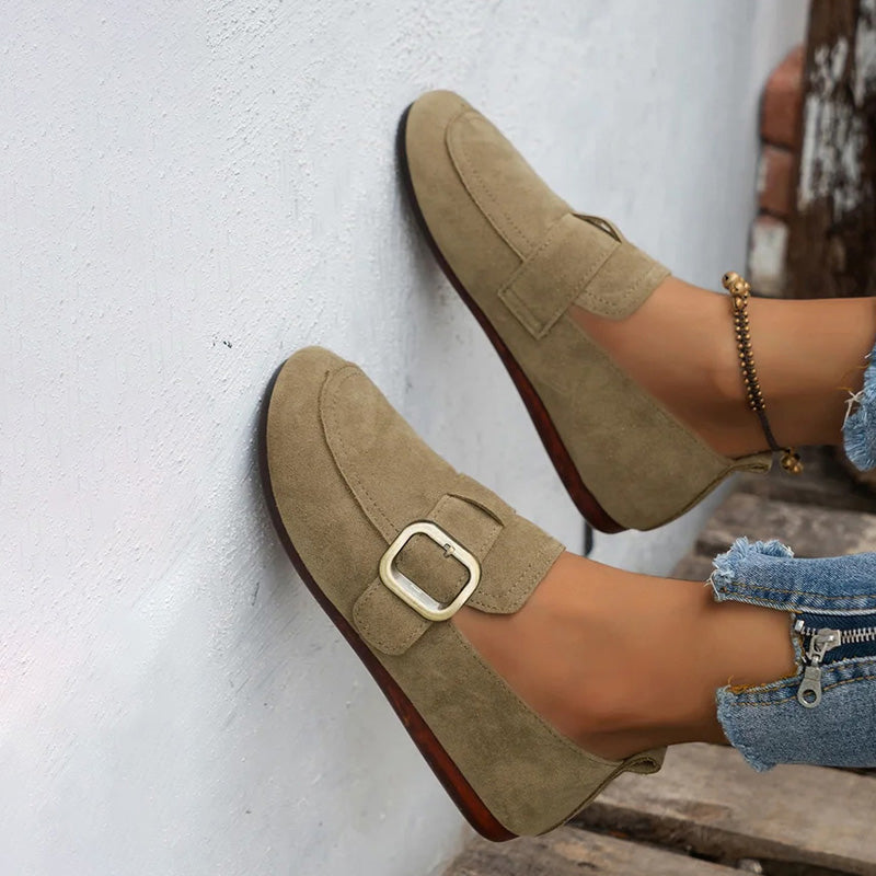 GS Slip-On Low | Comfortabele lage platte slip-on schoenen met gesp voor dames