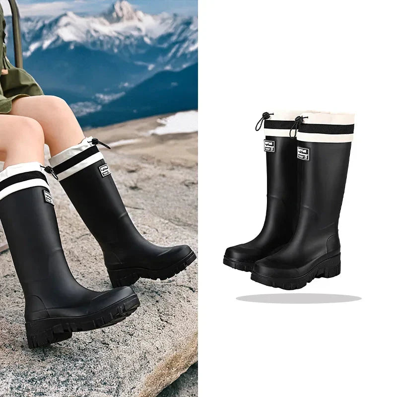 Regenlaarzen voor de herfst - Retro waterdichte rubberlaarzen met antislipzool voor dames