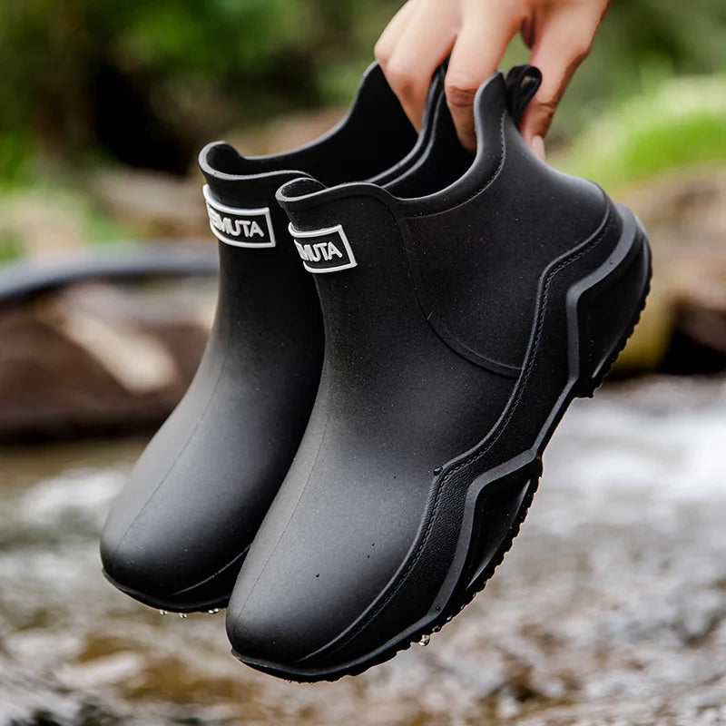 Regenlaarzen voor de herfst – Waterdichte halfhoge rubberlaarzen met antislipzool voor dames