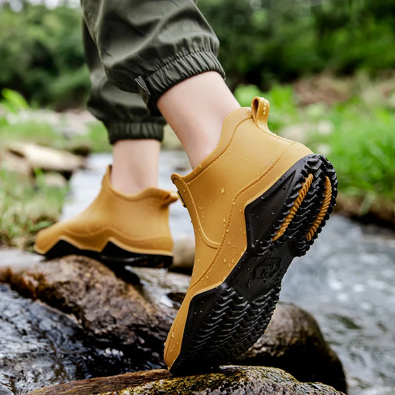 Regenlaarzen voor de herfst – Waterdichte halfhoge rubberlaarzen met antislipzool voor dames