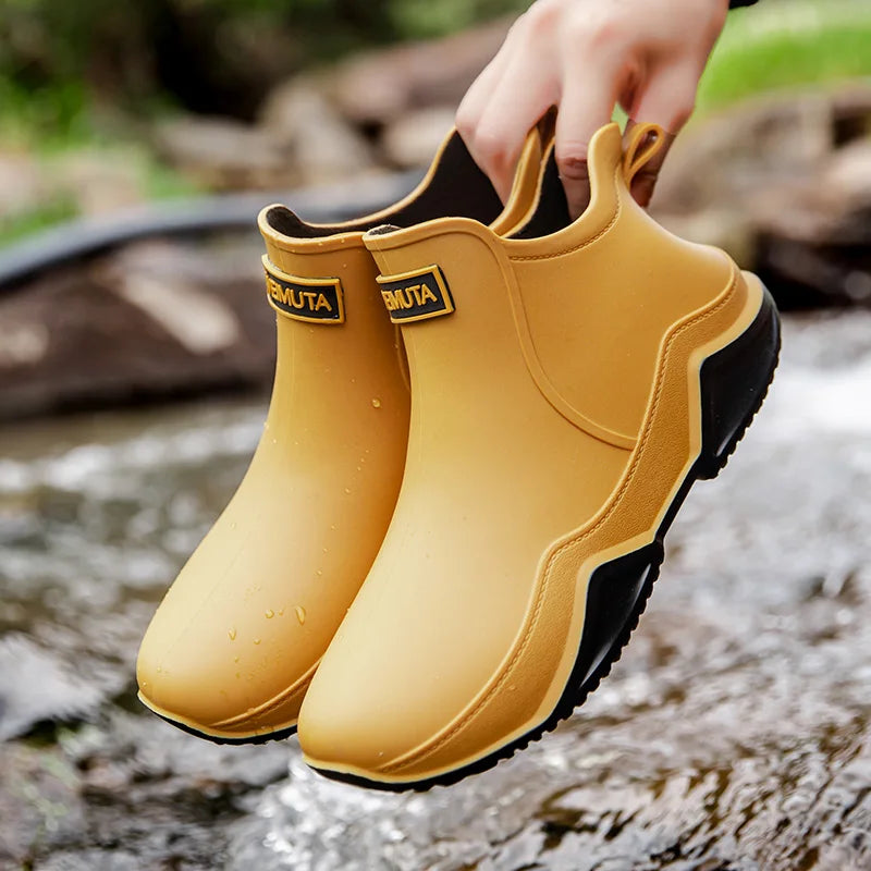 Regenlaarzen voor de herfst – Waterdichte halfhoge rubberlaarzen met antislipzool voor dames
