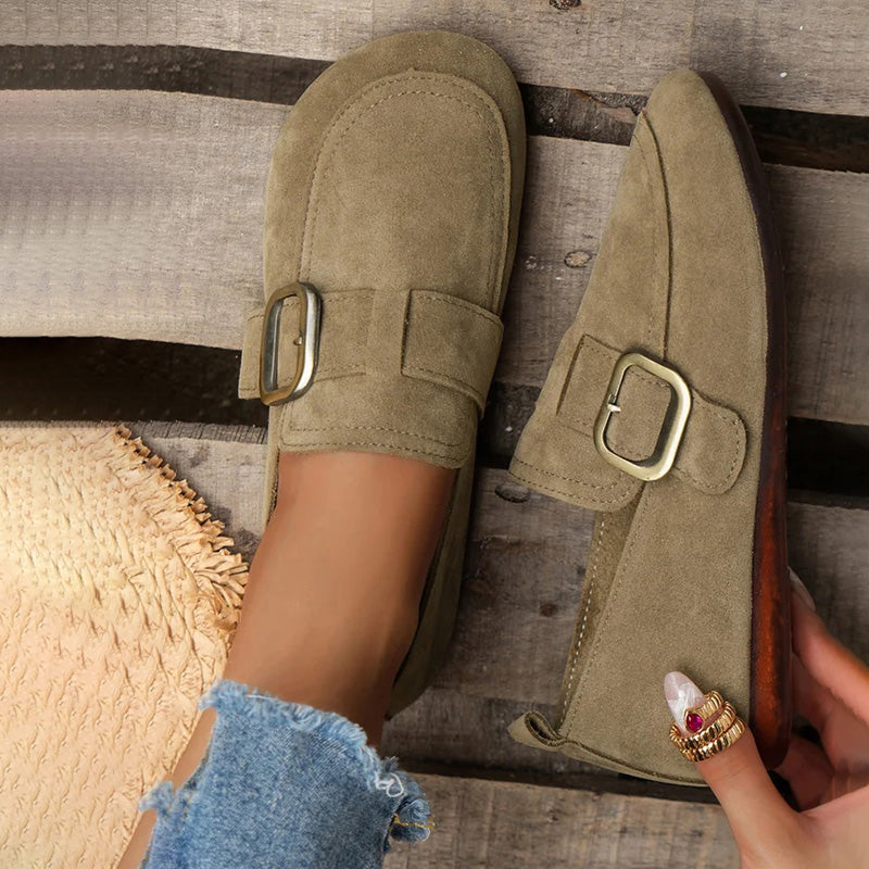 GS Slip-On Low | Comfortabele lage platte slip-on schoenen met gesp voor dames