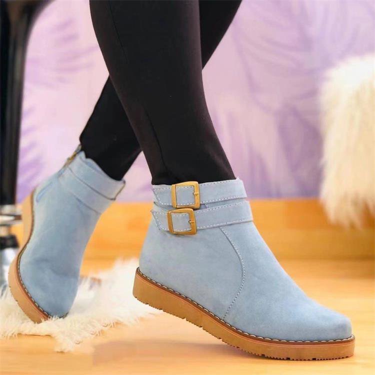 GS Buckle Laars | Casual half hoge laars met gouden gespen voor vrouwen