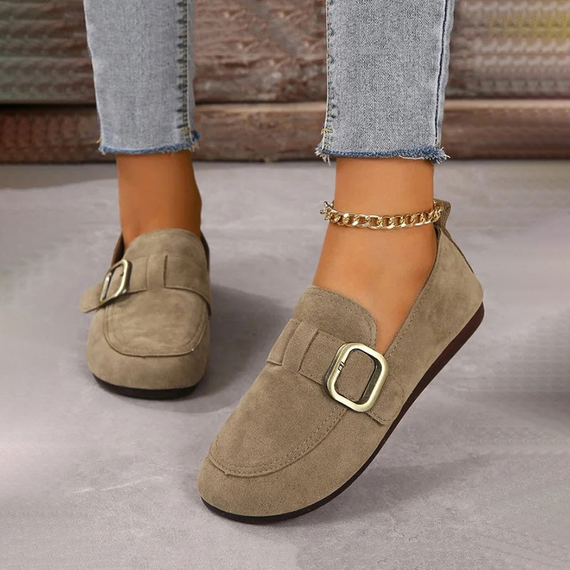 GS Slip-On Low | Comfortabele lage platte slip-on schoenen met gesp voor dames