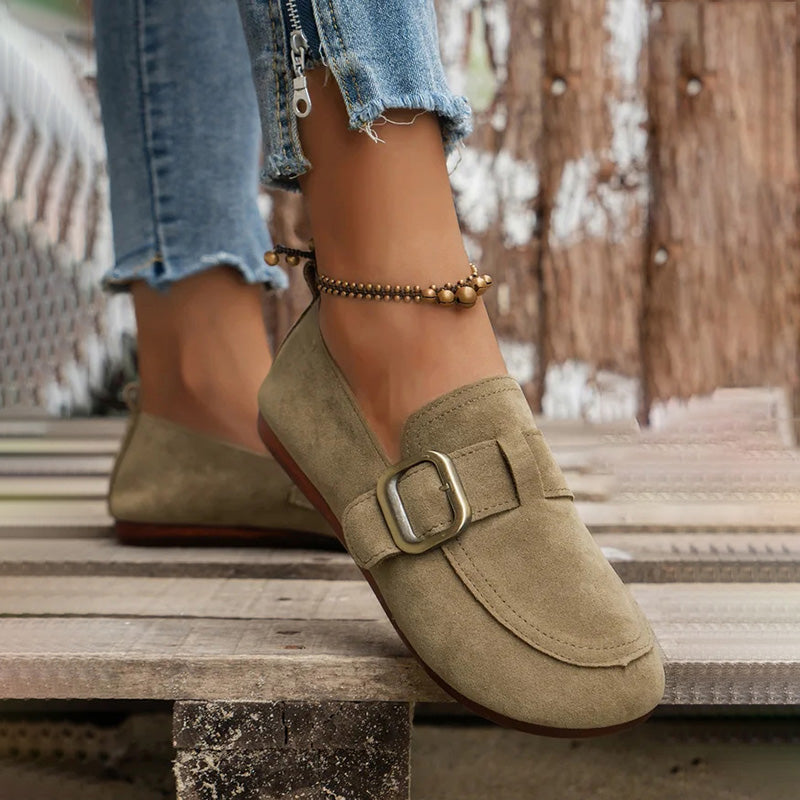 GS Slip-On Low | Comfortabele lage platte slip-on schoenen met gesp voor dames
