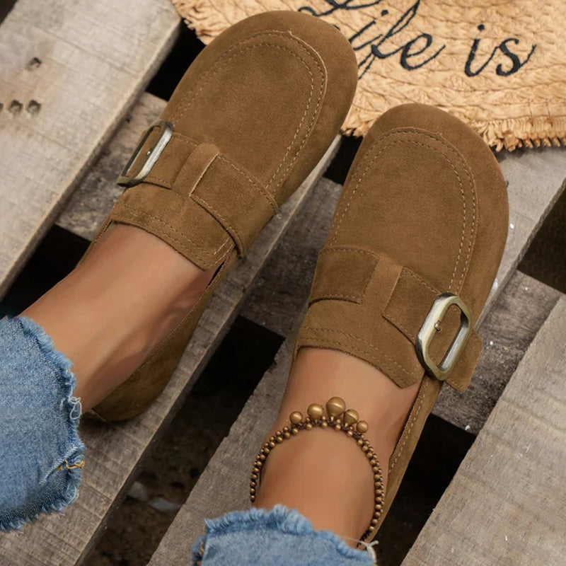 GS Slip-On Low | Comfortabele lage platte slip-on schoenen met gesp voor dames