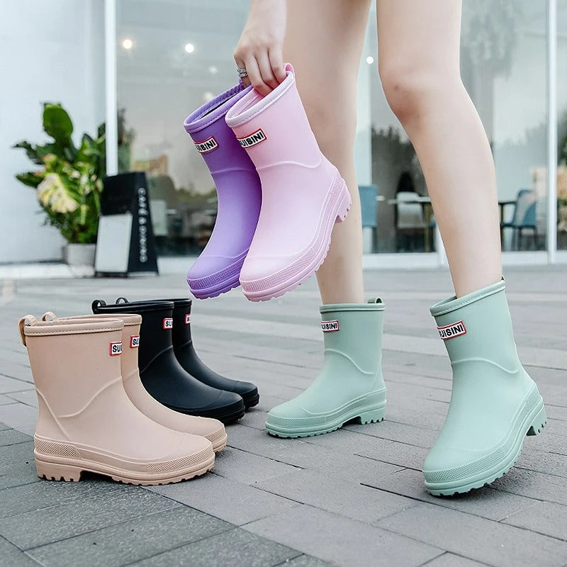 Regenlaarzen voor de herfst – waterdichte rubberlaarzen met antislipzool voor dames