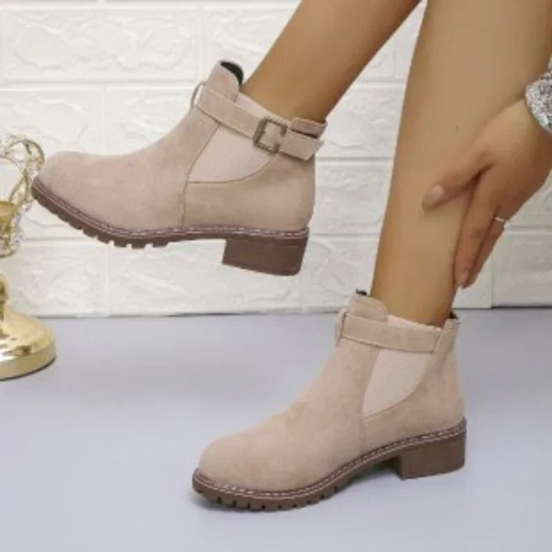 GS Buckle Laars | Casual half hoge laars met gouden gespen voor vrouwen