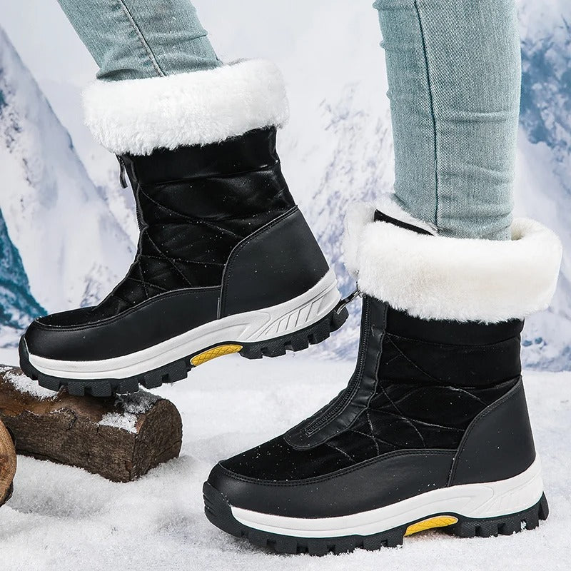 GS Winter Fur | Luxe half hoge snowboots met rits an bonten rand voor dames