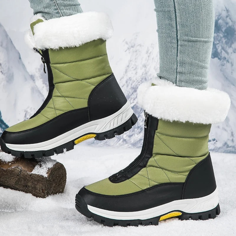 GS Winter Fur | Luxe half hoge snowboots met rits an bonten rand voor dames