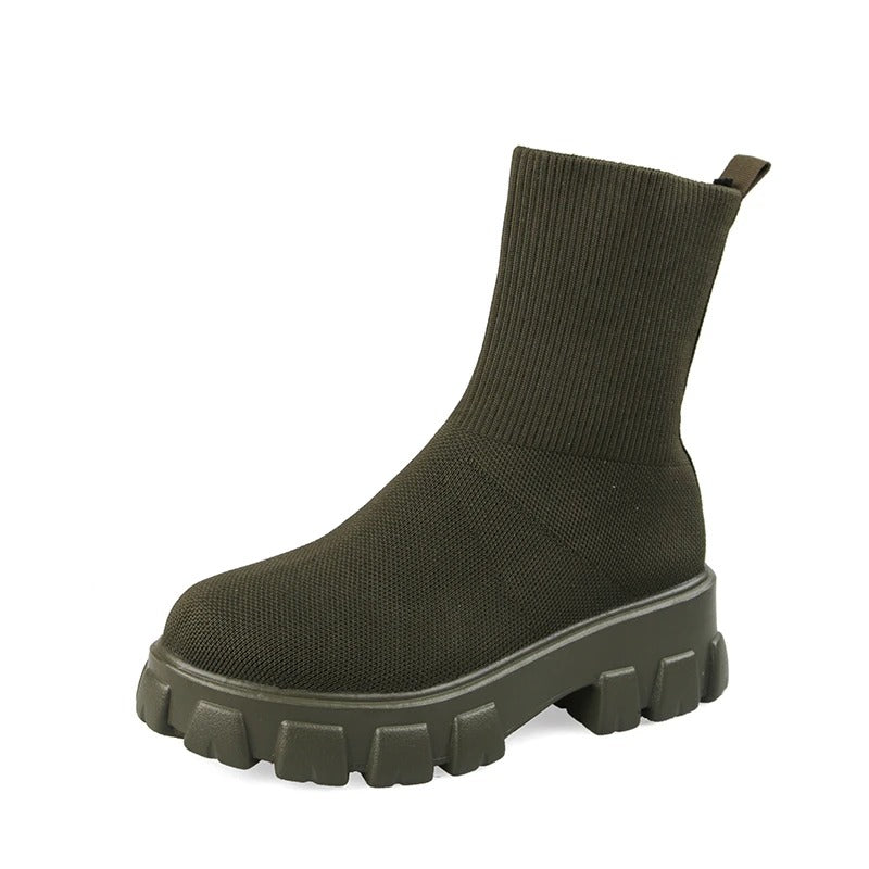GS Knit Boot | Comfortabele geweven laars met dikke zool voor dames
