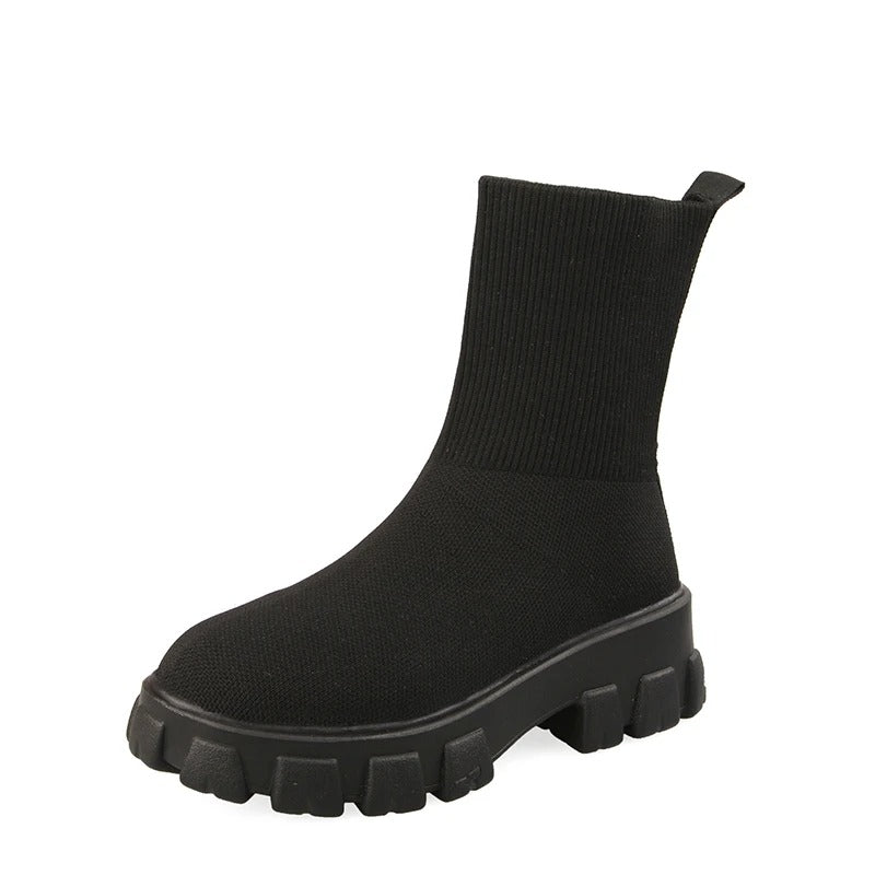 GS Knit Boot | Comfortabele geweven laars met dikke zool voor dames