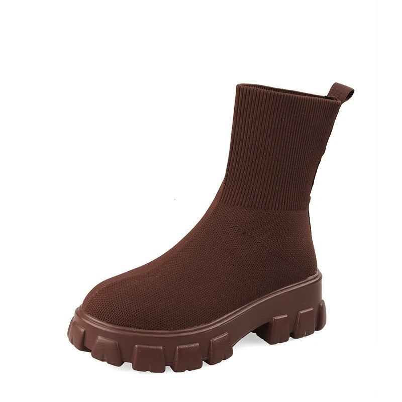 GS Knit Boot | Comfortabele geweven laars met dikke zool voor dames