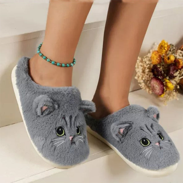 GS Cat Slide | Schattige warme pantoffels met katten print voor dames