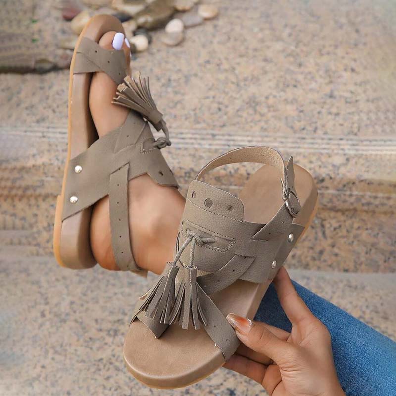 GS Slide | Leuke boho sandalen met kwastjes voor dames
