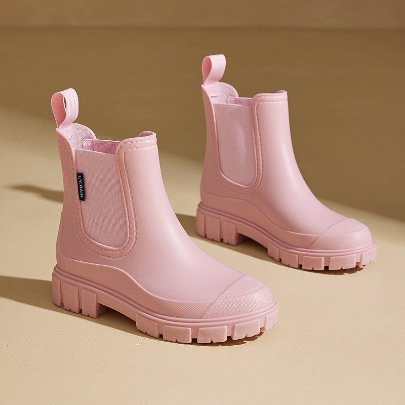 Regenlaarzen voor de herfst – halfhoge waterdichte rubberlaarzen met antislipzool voor dames