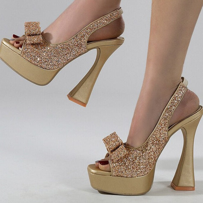 GS Glam High Heels | Elegante Gala-hakken met strik en plateau hak