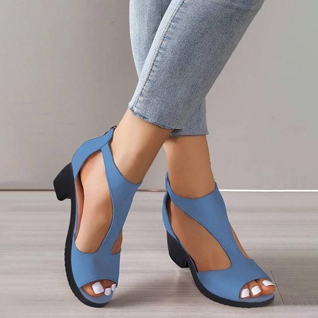 GS Peep Slide | Peeptoe sandalen met brede hak voor dames