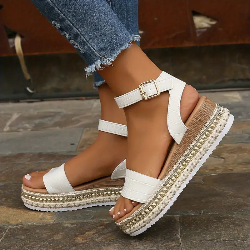 GS Platform Sandalen | Luxe platform sandalen met enkelgesp voor dames