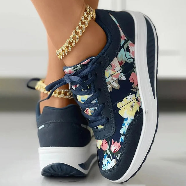 GS Platform | Luxe platform sneakers met bloemenprint voor dames