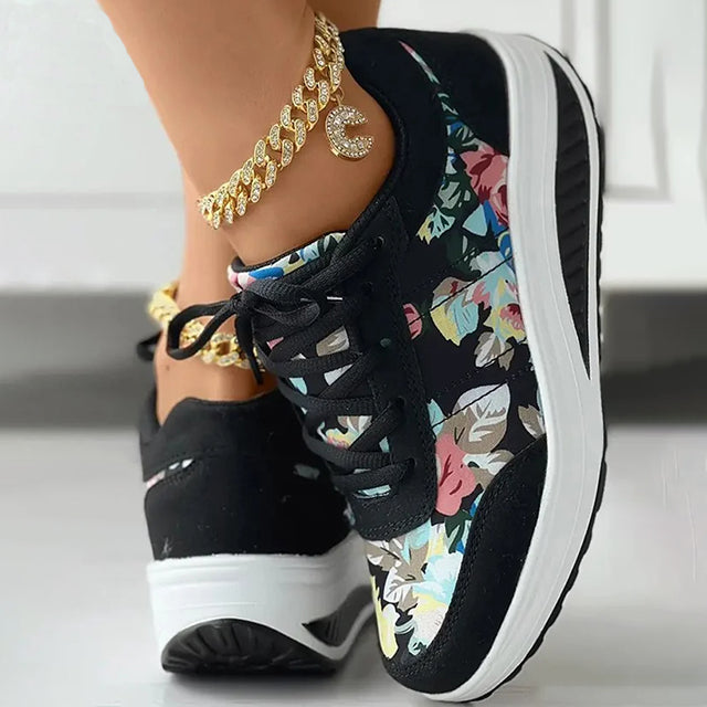 GS Platform | Luxe platform sneakers met bloemenprint voor dames