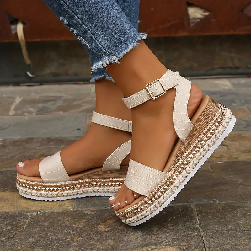 GS Platform Sandalen | Luxe platform sandalen met enkelgesp voor dames