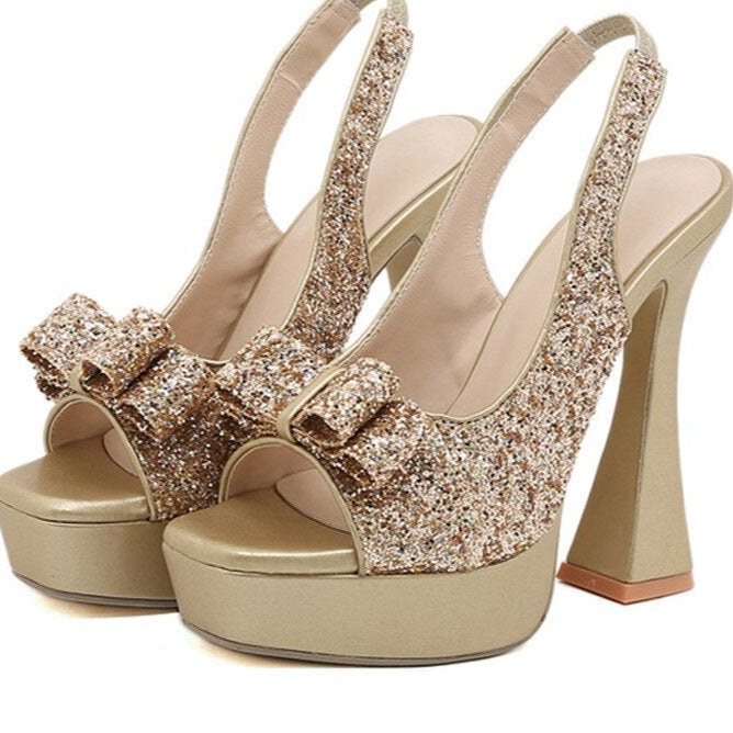 GS Glam High Heels | Elegante Gala-hakken met strik en plateau hak
