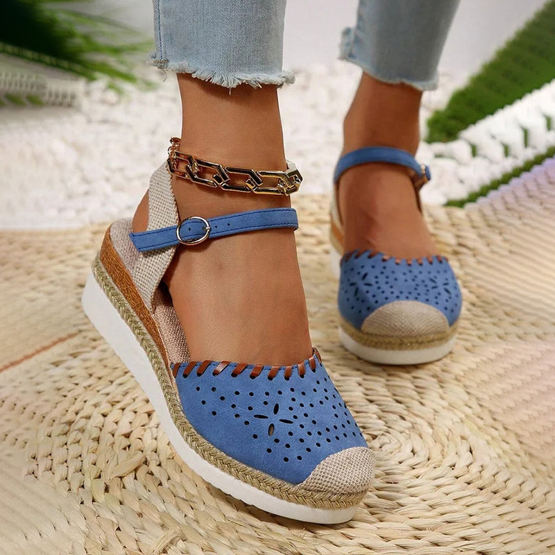 GS Wedge Sandaal | Luxe sleehak sandalen met wreef bandje voor dames