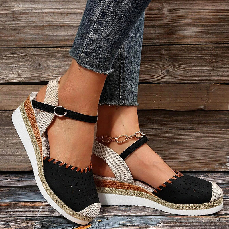 GS Wedge Sandaal | Luxe sleehak sandalen met wreef bandje voor dames