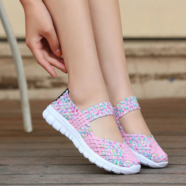 GS Comfort Plus  | Trendy platte geweven othopedische damesschoenen voor de zomer
