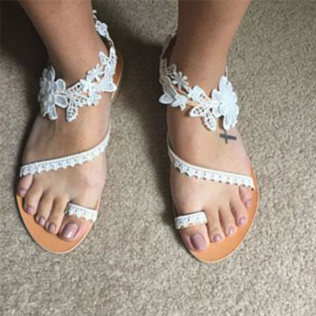 GS Zomer Sandalen | Moderne stijlvolle alledaagse sandalen met bloem detail voor vrouwen