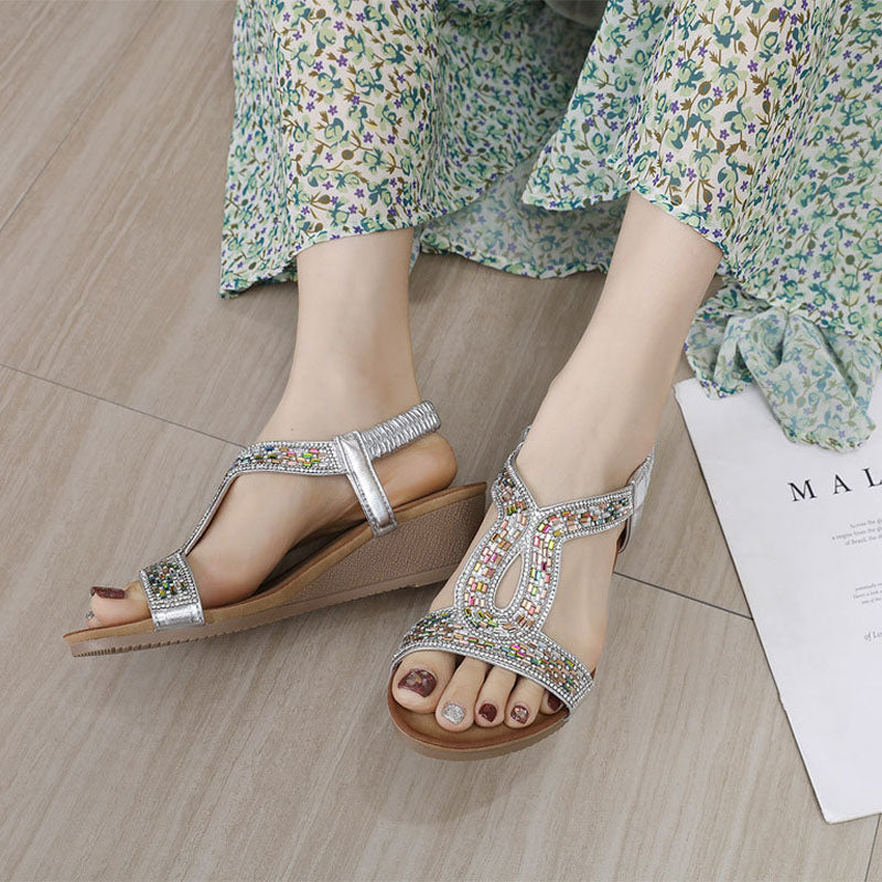 GS Wedge Slide | Luxe sandalen met wedge hak en strass details voor dames
