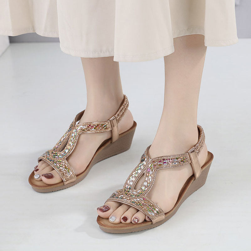 GS Wedge Slide | Luxe sandalen met wedge hak en strass details voor dames