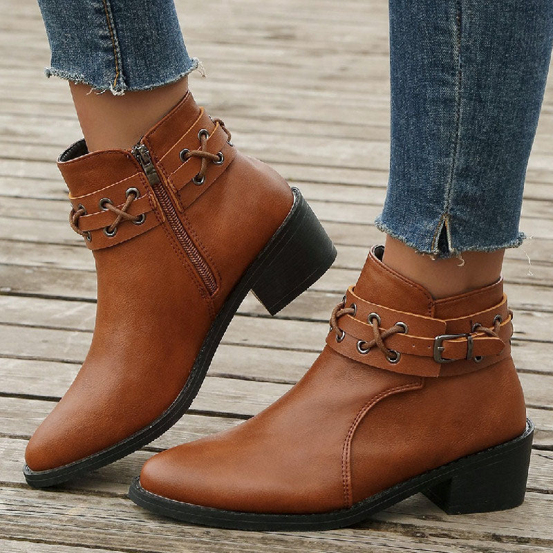 GS Laars | Lage vintage laarzen met ronde neus voor dames