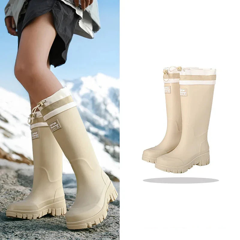 Regenlaarzen voor de herfst - Retro waterdichte rubberlaarzen met antislipzool voor dames