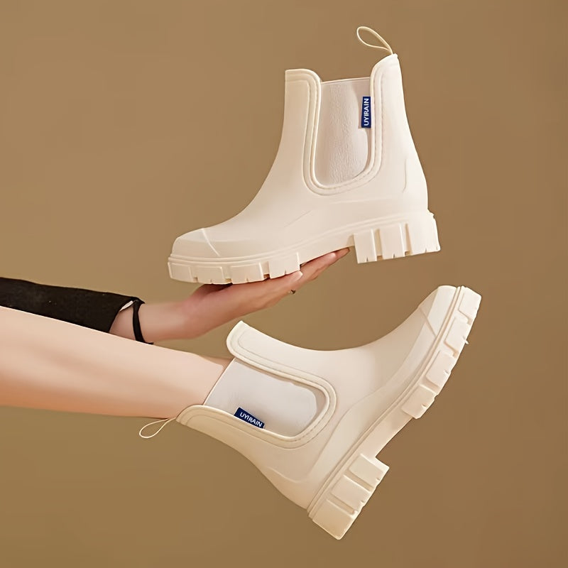 Regenlaarzen voor de herfst – halfhoge waterdichte rubberlaarzen met antislipzool voor dames