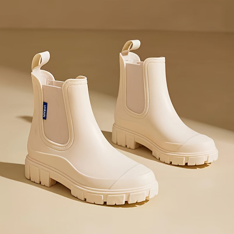 Regenlaarzen voor de herfst – halfhoge waterdichte rubberlaarzen met antislipzool voor dames