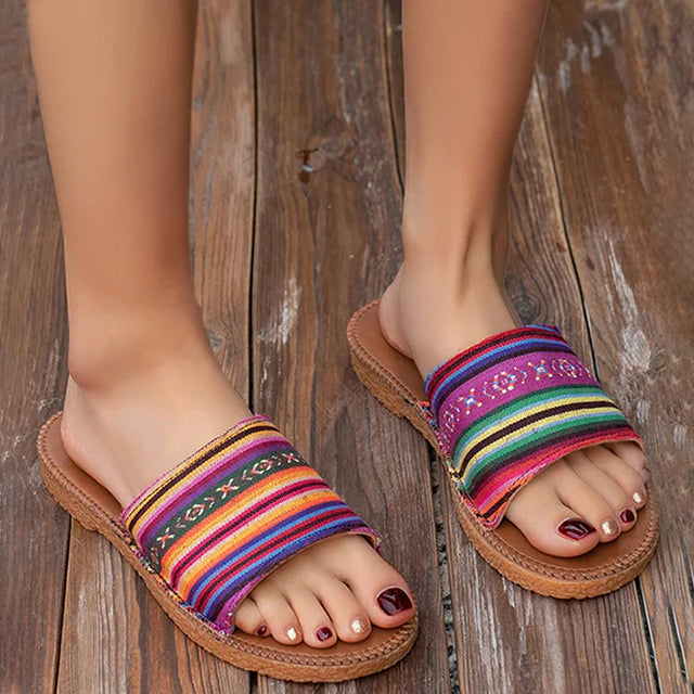 GS Slide Step | Leuke kleurrijke boho strand slippers voor dames