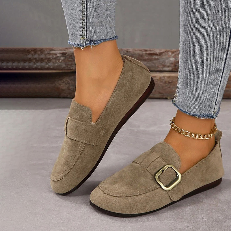 GS Slip-On Low | Comfortabele lage platte slip-on schoenen met gesp voor dames