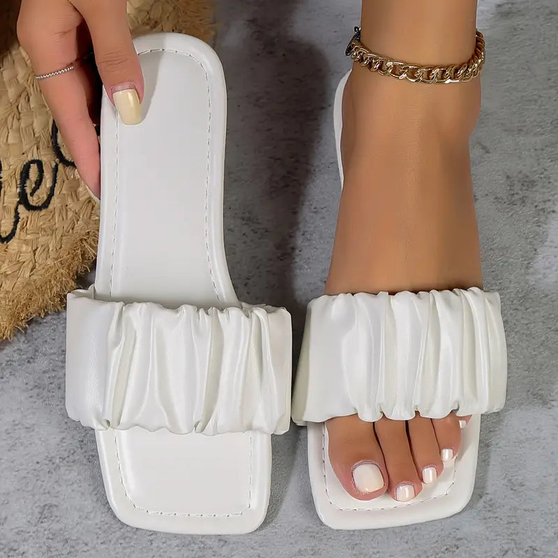 GS Casual Slide | Trendy platte slippers met geplooid detail voor dames