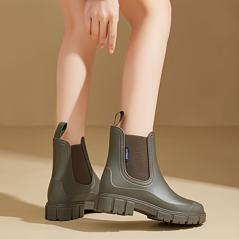 Regenlaarzen voor de herfst – halfhoge waterdichte rubberlaarzen met antislipzool voor dames