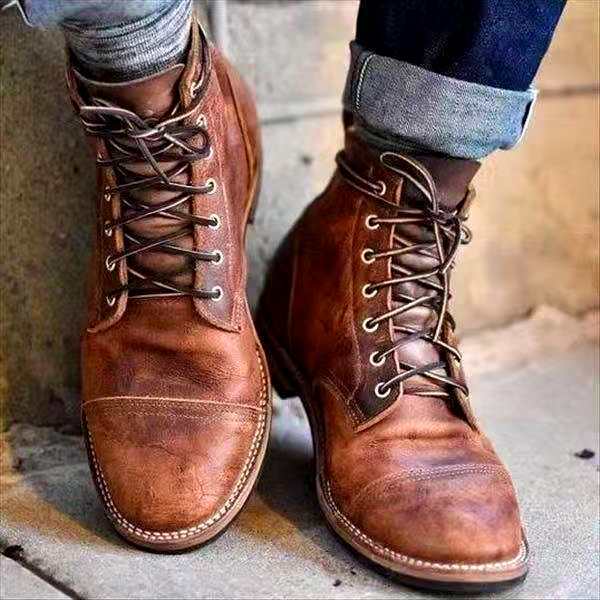 Retro laarzen voor de herfst – stijlvolle waterdichte veterlaarzen voor heren