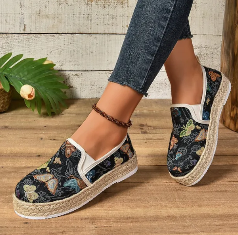 GS Platform Espadrilles | Vintage platform espadrilles met bloemenprint voor dames