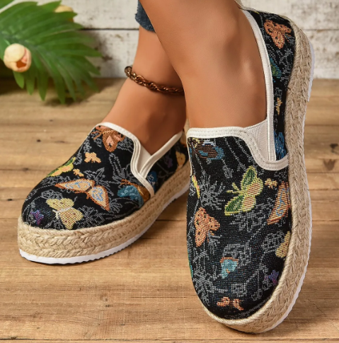 GS Platform Espadrilles | Vintage platform espadrilles met bloemenprint voor dames