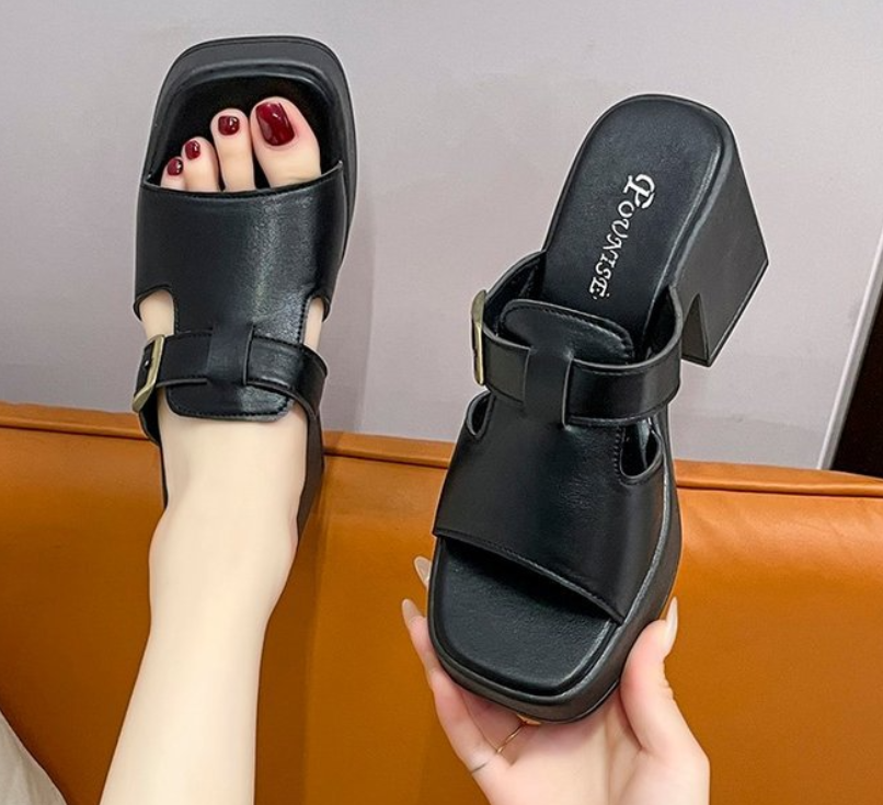 GS Slide | Luxe sandalen met blokhak en gesp detail voor dames