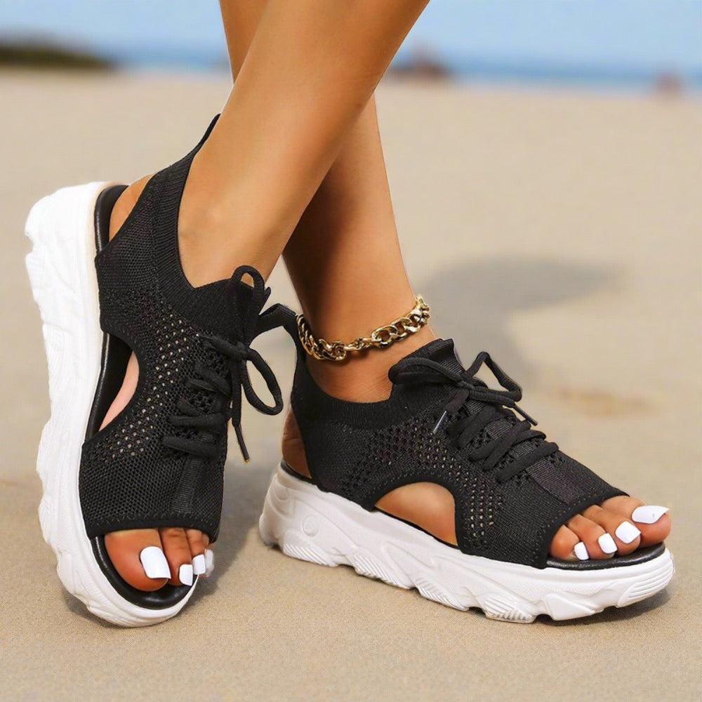 GS Knit Mesh Sandalen | Luchtige sandalen met veters en open-teen voor dames